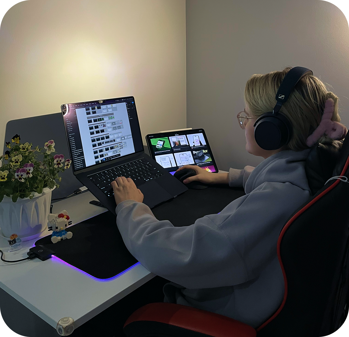 Yana at her desk