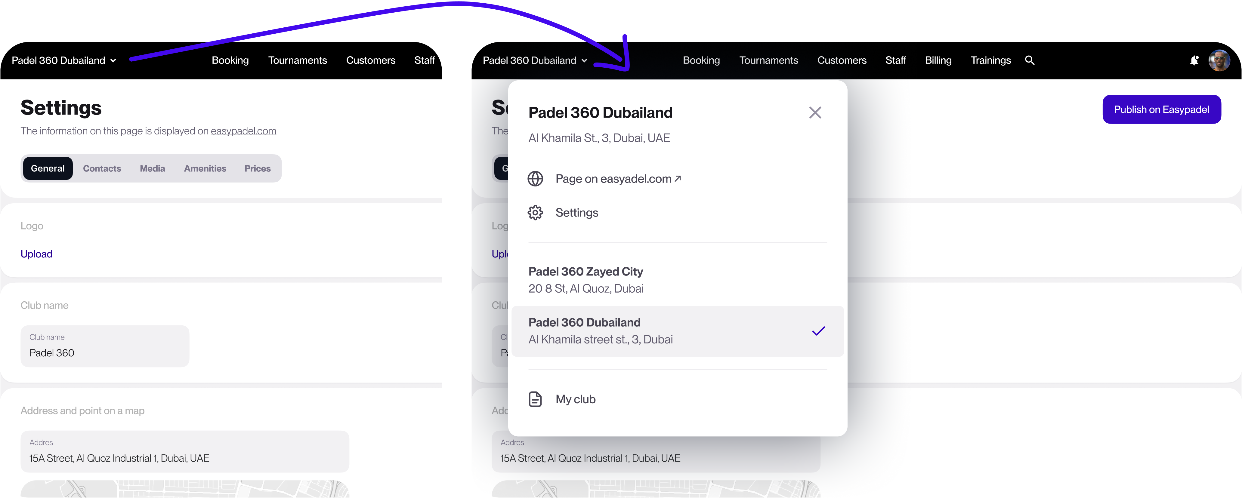 Multi-club switching feature